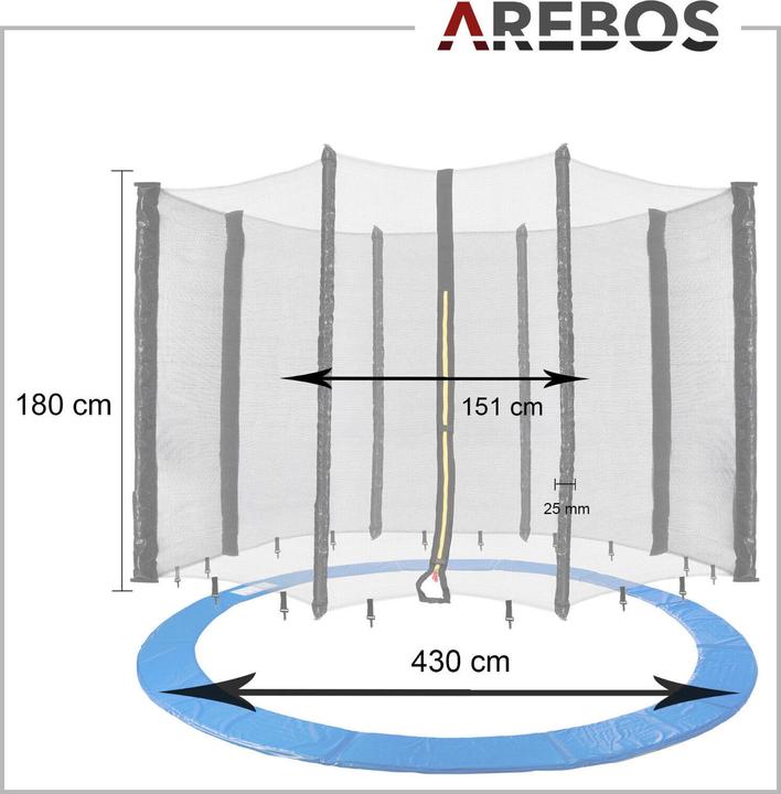 Actual product image Arebos Trampoline edge cover and safety net