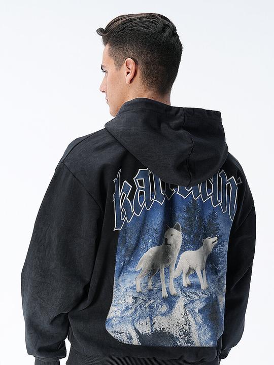 Immagine prodotto Karl Kani KM234-055-1 Chest Signature OS Washed Heavy Sweat Wolf Full Zip Jacket (XS)
