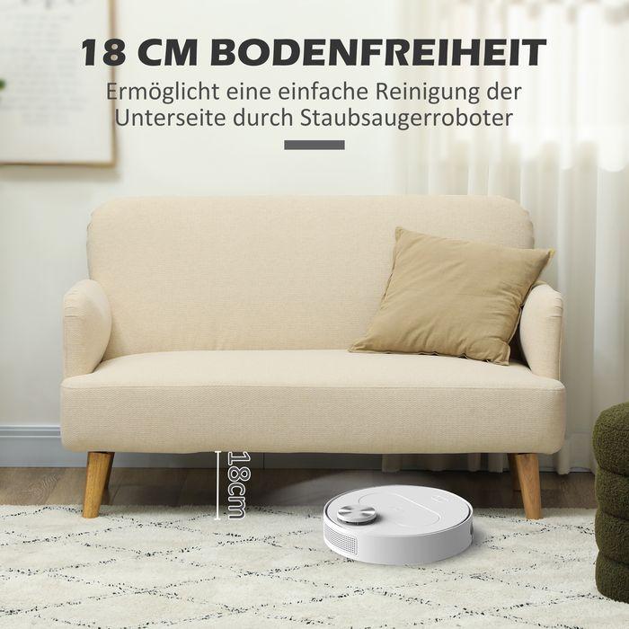 Produktbild Swisshandel24 2 Sitzer Sofa, Kleine Couch mit Samtoptik, Holzbeine für Wohnzimmer Creme (2-Sitzer)