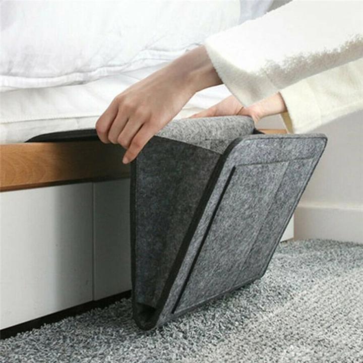 Produktbild Alopini 1pc Filz Nachttisch Lagerung Tasche Beutel hängen Lagerung Veranstalter Bett Halter Taschen