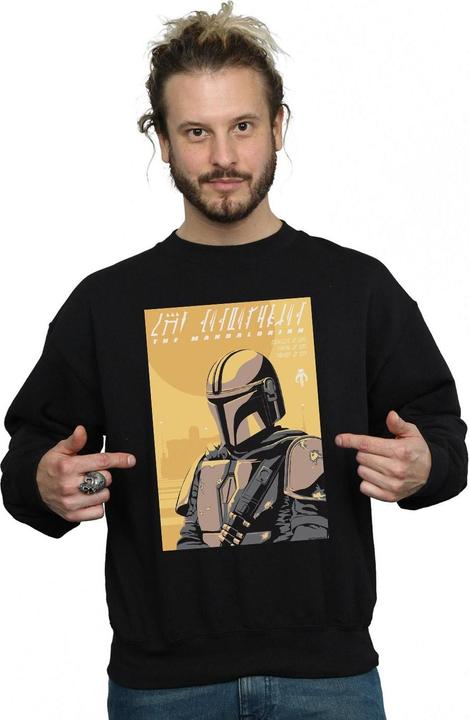 Actual product image Star Wars Mens The Mandalorian Art Poster Sweatshirt (XL)