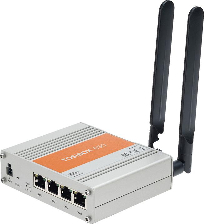 Tosibox 650 WAN, LAN, WiFi. Throughput 70 Mbit/s. 4 year perpetual licence.