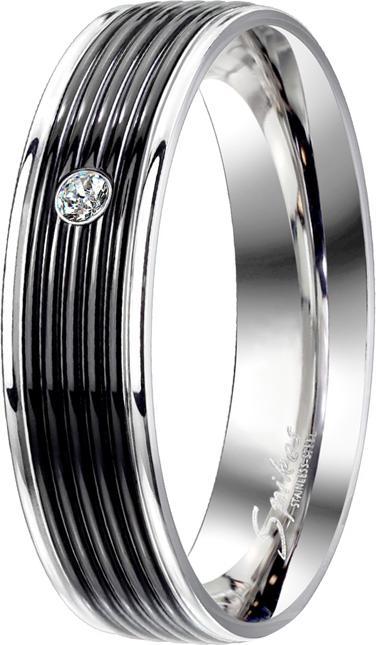 Immagine prodotto Star Piercing Anello in argento con cristallo e scanalature nere (Acciaio chirurgico 316L, senza ottone)