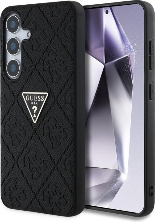 Actual product image Guess Hot Stamp 4G Pattern Triangle Metal Logo case for Samsung Galaxy S25 - black (Samsung Galaxy S25)