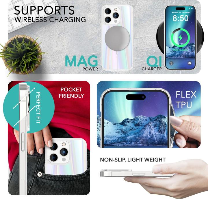 Produktbild Nalia Klare Hartglas Hülle Regenbogen Effekt (Apple iPhone 14 Pro Max)