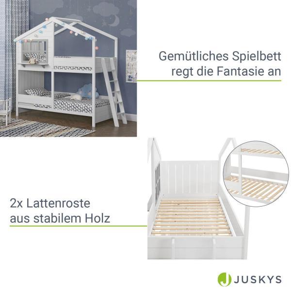 Produktbild Juskys Kinder Hochbett Traumhaus mit Dach & Leiter (90 x 200 cm)