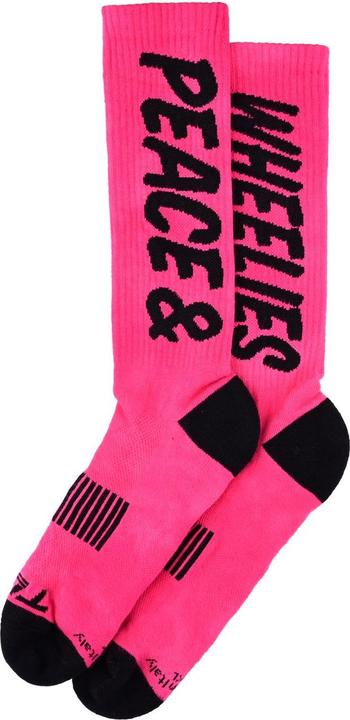 Produktbild Troy Lee Designs Mens Performance Socks, Peace & Wheelies, fuscia, L/XL (L/XL)
