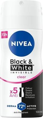 NIVEA Black & White Invisible Clear Antiperspirant Spray 100ml (Spray, 100 ml)