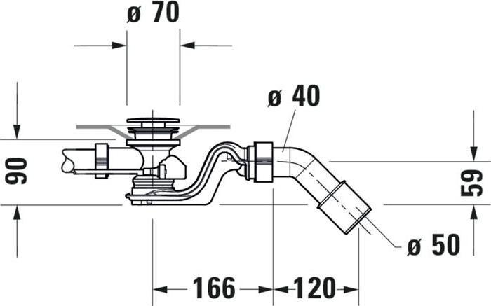 Immagine prodotto Duravit Raccordo di scarico/sovrapprezzo QUADROVAL con bocca da bagno cromata (Impostazione dell'overflow, 1/2")