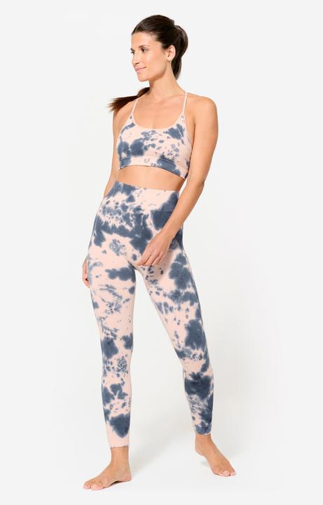 Actual product image Decathlon Sport-Bustier Damen gerippt nahtlos leichter Halt - rosa/blau Print (S)