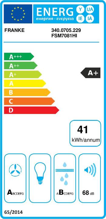 Energy Label Franke Dunstabzugshaube integriert mit Smart 2gether Induktionskochfeld