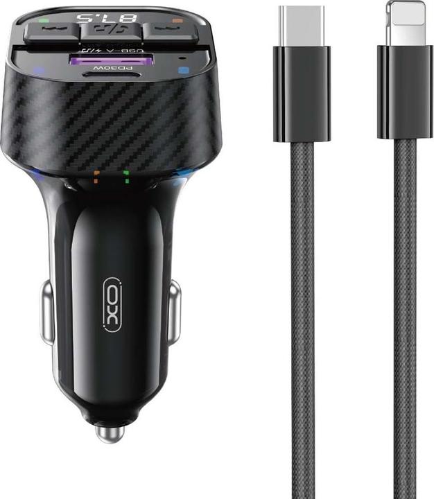 xO Sender FM BCC17 Bluetooth MP3 Autoladegerät 30W schwarz + Kabel USB-C - Lightning