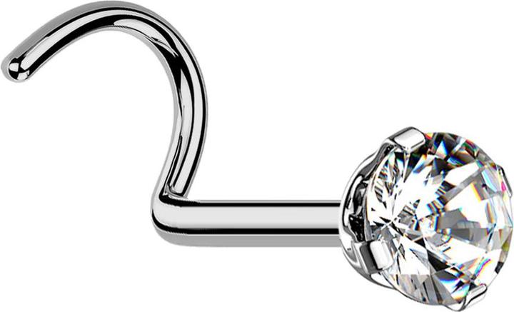 Actual product image Star Piercing Nose stud curved silver round crystal silver set (without brass, Titanium G23)