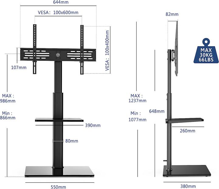 Produktbild Fitueyes TV Bodenständer (Universal, 60", 30 kg)