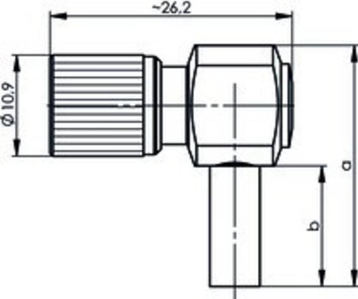 Actual product image Telegärtner 1.6/5.6 Cable angle plug crimp G02 screw, solder/crimp, G02 (RG-59B/U), a=26, b=13 (PU??)