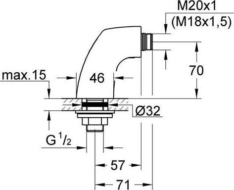 Actual product image Grohe Stand connection DN 15, push-in lock chrome