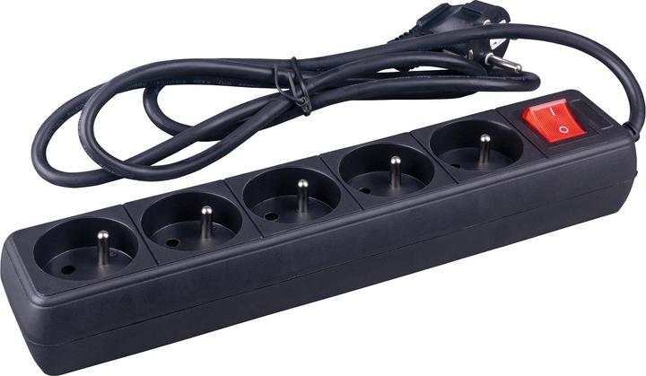 Actual product image Office Products Socket strip, 5 sockets, 1, 5m, switch, black (5 x)