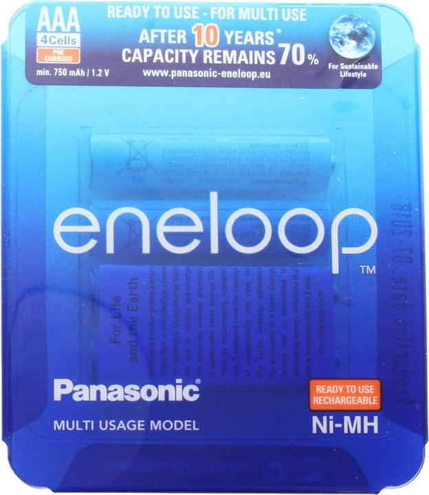 Produktbild Sanyo Akku Eneloop HR-4UTGB Blisterpackung mit 4 AAA eneloops und 1x AccuCell Aufbewahrungsbox AAA (4 Stk., AAA, 800 mAh)