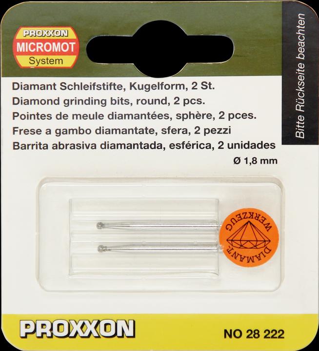 Actual product image Proxxon Diamond grinding pin ball 1.8 mm
