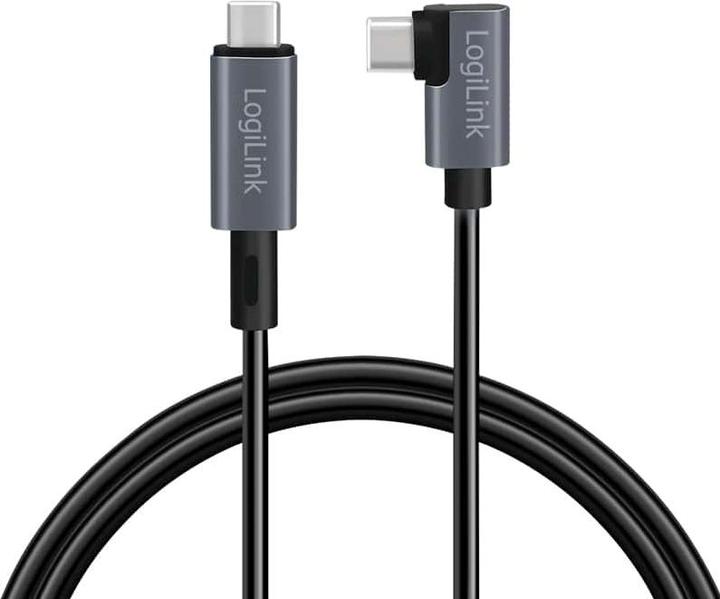Produktbild LogiLink USB 2.0 Type-C-Kabel, C/M 90° zu USB-C/M, E-mark, PD, schwarz, 1 m (1 m, USB 2.0)