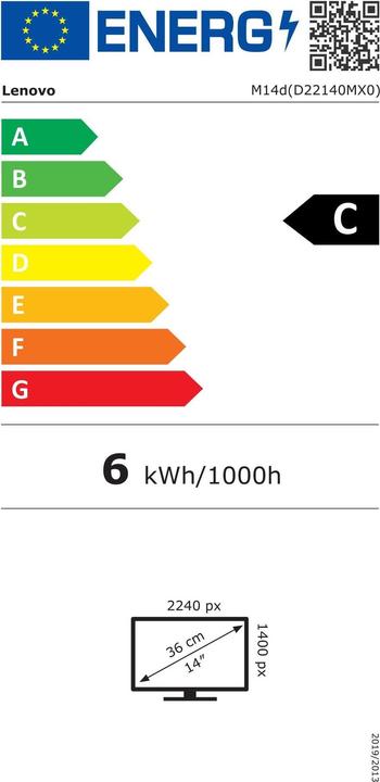 Energie-Label Lenovo ThinkVision M14d (2240 x 1400 Pixel, 14")