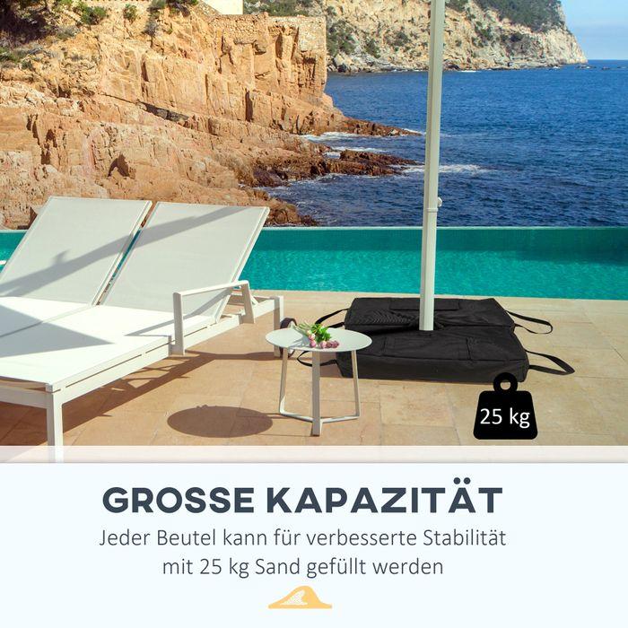 Actual product image Swisshandel24 Parasol stand Sandbag 2 x bag fillable 50 kg with shovel Polyester + plastic Black