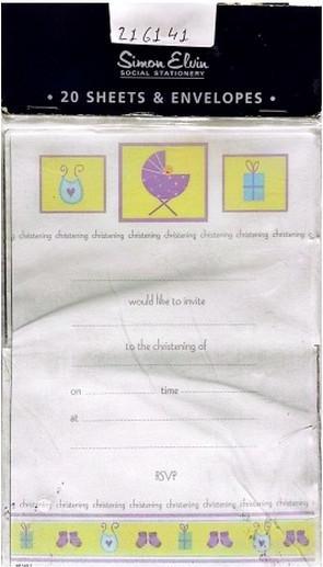Actual product image Simon Elvin Christening Invitations (Pack of 20) (20 pcs.)