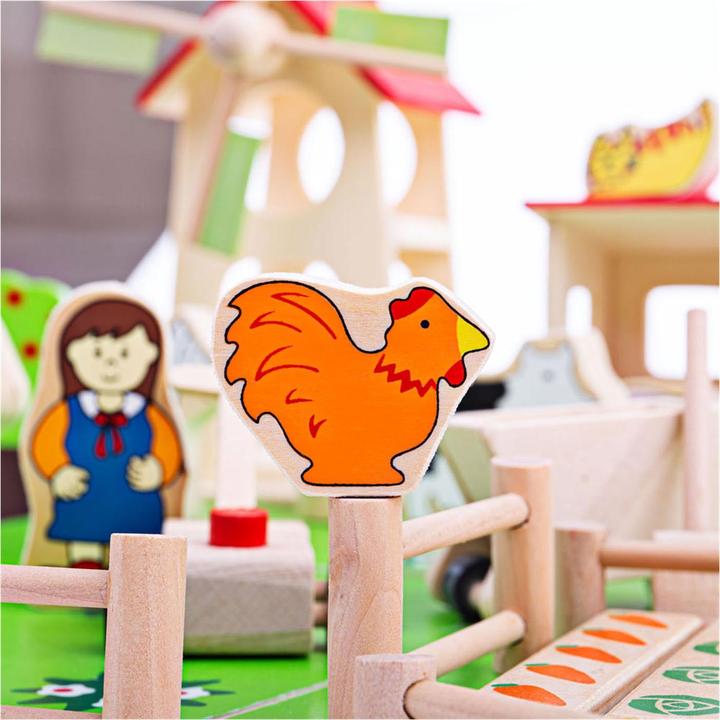 Actual product image Bigjigs Play farm made of wood with accessories, 48dlg.