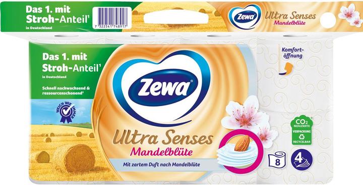 Zewa Toilettenpapier Ultra Senses Mandelmilch 8 Rollen (8 x)