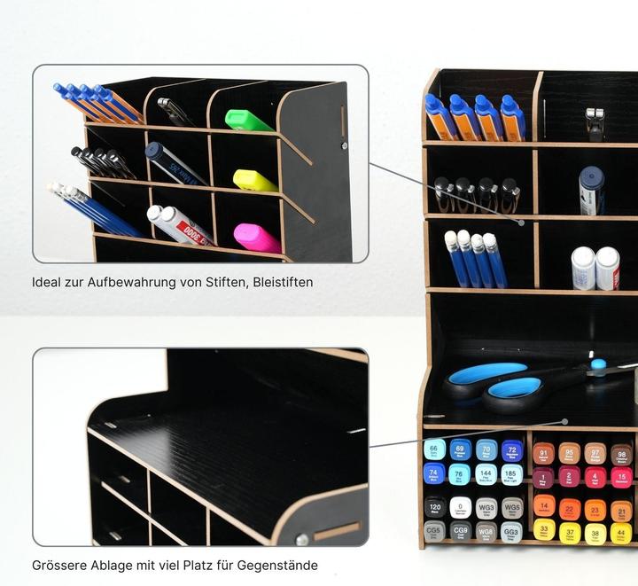 Produktbild Hermex Stiftebox Schreibtisch-Organizer Stiftaufbewahrung Pen Desk-Organizer Bürotisch-Stifthalter