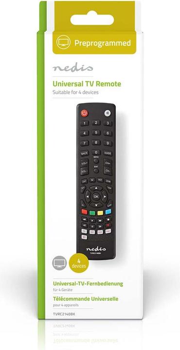 Image du produit Nedis Télécommande universelle | Préprogrammée | 4 appareils | Amazon Prime / Disney + Button / Google (Télécommande universelle, Infrarouge)