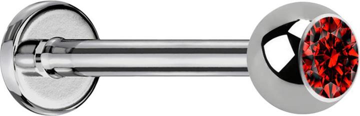 Star Piercing Micro Labret silber mit Kugel und Kristall rot (ohne Messing, Titan G23)