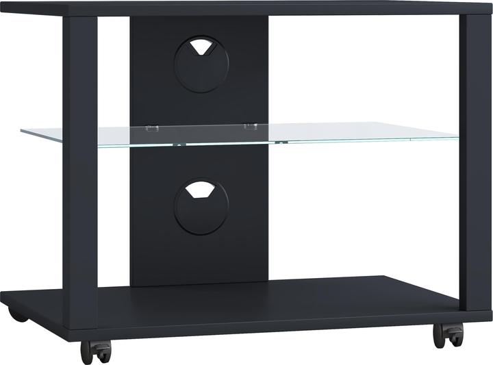 Produktbild VCM Holz TV Lowboard Rollen Fernsehschrank mobil Rack Konsole Möbel Fernsehtisch Fernseh Phono Glas (60 x 41 x 45 cm)