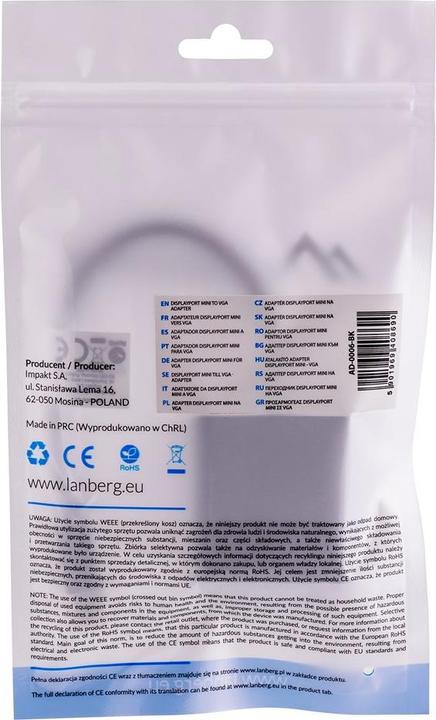 Produktbild Lanberg AD-0006-BK adapter mini (Mini DP, VGA, 20 cm)
