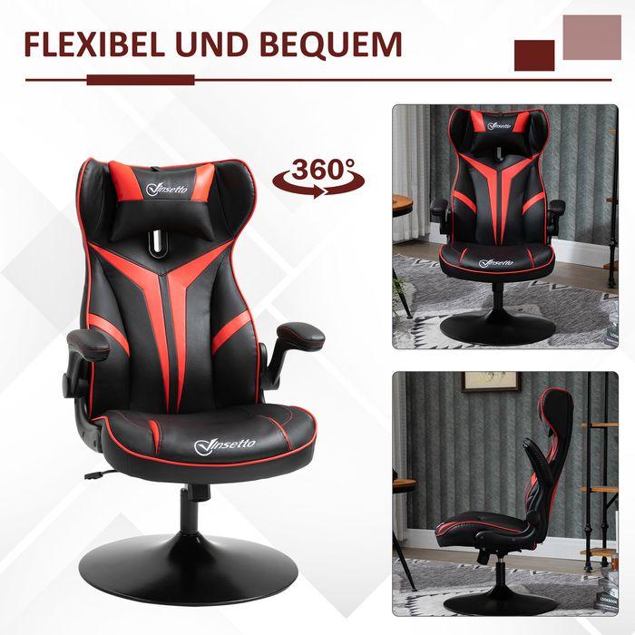 Immagine prodotto Swisshandel24 Sedia da gioco sedia ergonomica per computer con funzione di dondolo nero+rosso