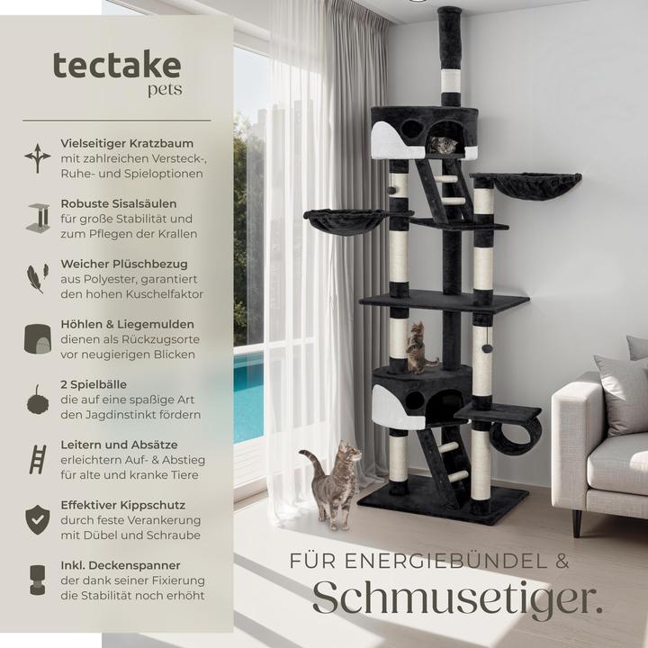 Immagine prodotto tectake Albero del gatto Hansi (260 cm, Bianco, Nero)