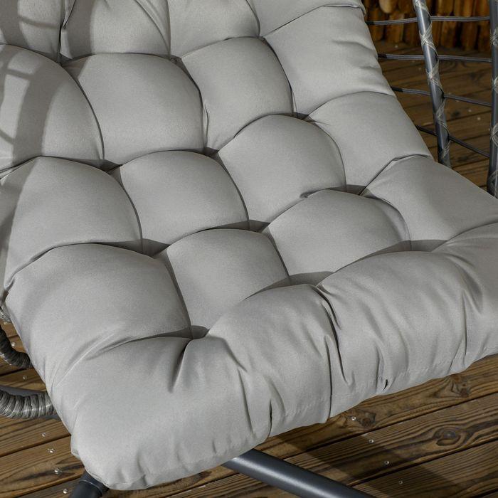 Actual product image Swisshandel24 Rattan Hängesessel 194 cm klappbar, Indoor Outdoor, bis 100 kg hellgrau (100 kg)