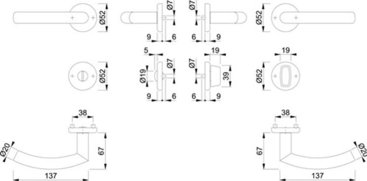 Immagine prodotto Hoppe Set di rosette Narvik E1430ZP/17KV/17KVS in acciaio inox F69 rotondo SK/OL DIN sinistra/destra D/D (Maniglia della porta)