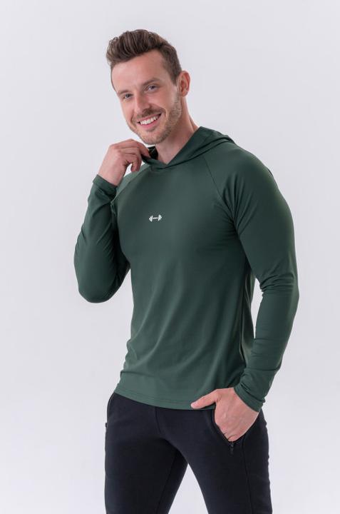 Produktbild Nebbia Long-sleeve T-shirt with a hoodie 330 dark green (M)