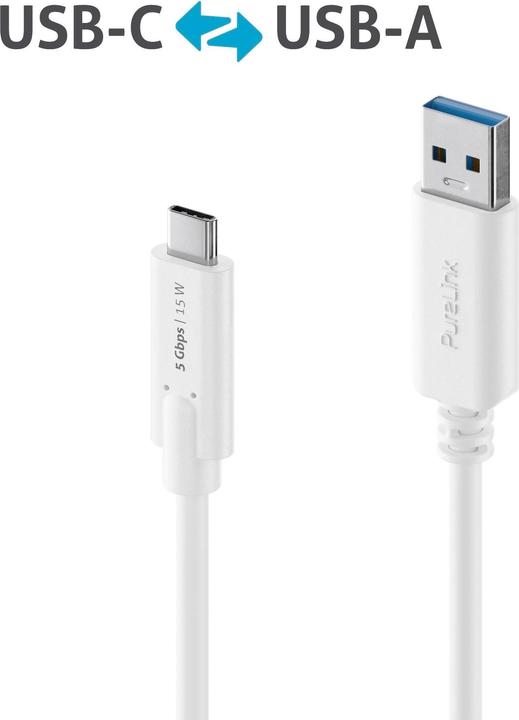 Immagine prodotto Purelink Cavo USB 3.1 (Gen 1) USB C - USB A 2 m Bianco (2 m, USB 3.1)