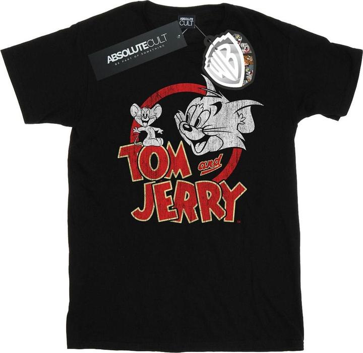 Actual product image Tom & Jerry Womens/Ladies Distressed Logo Cotton Boyfriend T-Shirt (M)