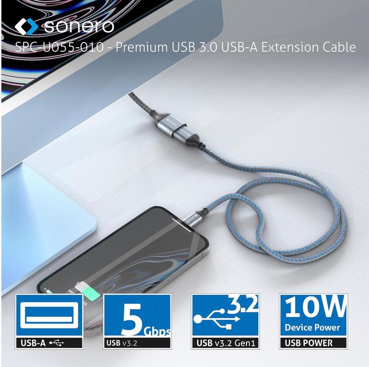 Actual product image Sonero USB 3.0 extension cable USB A - USB A 2 m (2 m, USB 3.1, USB 3.0)