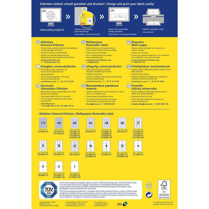 Produktbild Avery Universal-Etiketten