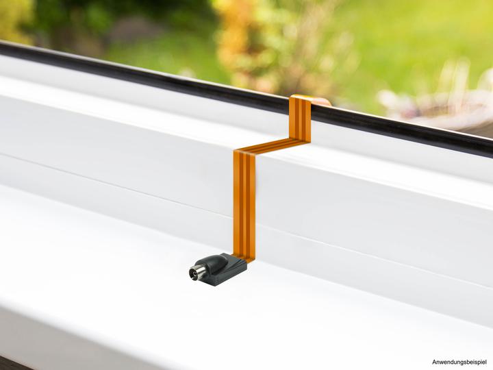 Actual product image Good Connections High-quality SAT/TV window feed-through, IEC/coax plug to socket, total length 26cm, flexible (Window bushing)