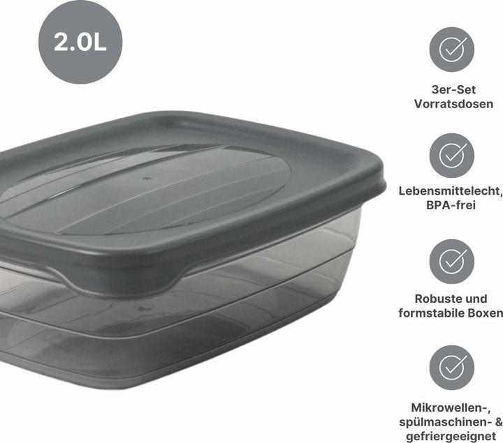 Immagine prodotto Hobby 3er-Set Boxen Aufbewahrungsdosen Meal-Prep-Dosen Frischhaltedosen (2 l)