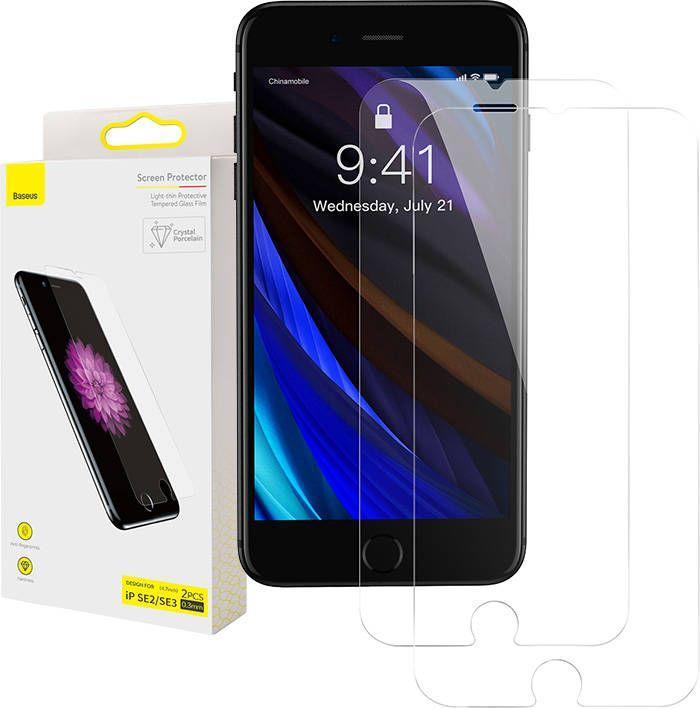 Actual product image Baseus iPhone SE 20/22 / 8 / 7 - 2 pcs. Armoured glass front protective film (2 Piece, Apple iPhone SE (2nd Gen), Apple iPhone SE (3rd Gen))