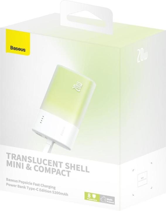 Produktbild Baseus Popsicle 5200mAh 20W Powerbank with Built-in Lightning Cable (+ White Simple USB-C - U (5200 mAh, 20 W, 20 Wh)