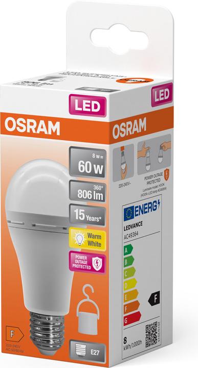 Image du produit Osram AMPOULES À LED RECHARGEABLES 8W 827 E27 (E27, 8 W, 806 lm, 6 x, F)