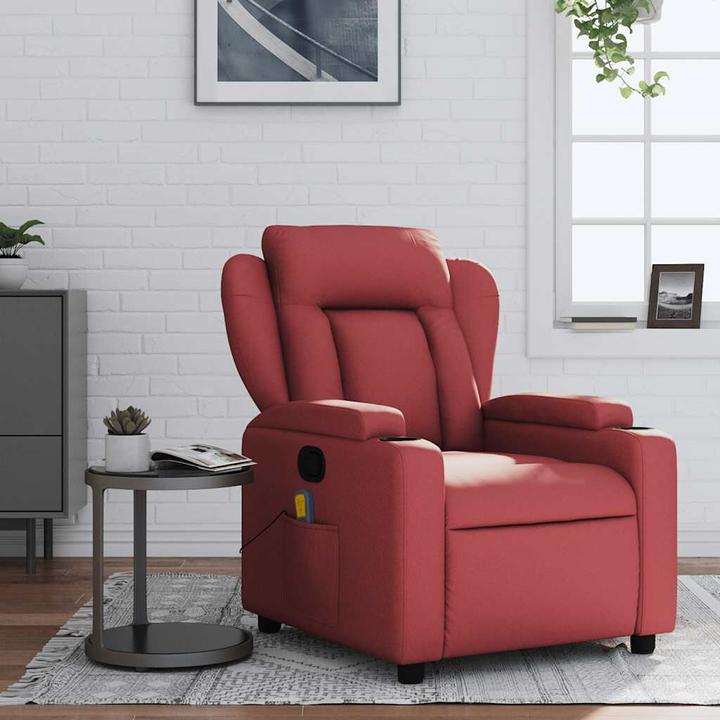 VidaXL Massagesessel Weinrot Kunstleder,Farbe: Weinrot,Material
