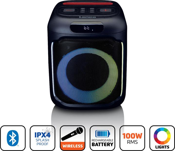 Produktbild Lenco Bluetooth Speaker PA-100 Party Speaker Schwarz (14 h, Batteriebetrieb)